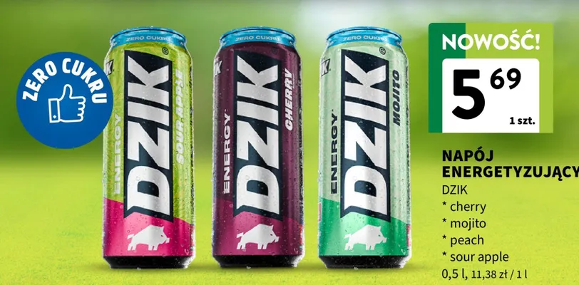 Napój energetyzujący Dzik sour apple promocja w Intermarche