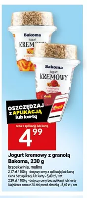 Jogurt kremowy z granolą malina 230g promocja w Twój Market