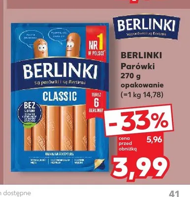 Parówki Classic Berlinki promocja w Kaufland