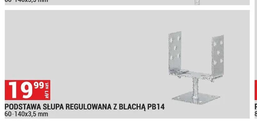 Podstawa słupa regulowana z blachą PB14 60-140x3,5 mm promocja w Merkury Market