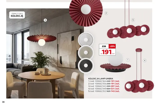 Lampa wisząca 1-punktowa Umbra promocja w Komfort