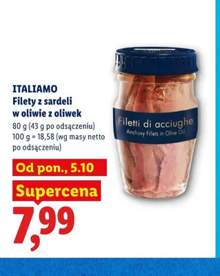 Filety z sardeli w oliwie z oliwek Italiamo promocja w Lidl