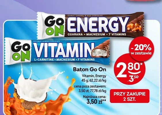 Baton Go On Energy Guarana Magnesium 7 Vitamins promocja w Żabka