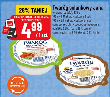 Twaróg solankowy Jana z suszonymi pomidorami bazylią i czosnkiem niedźwiedzim promocja w POLOmarket