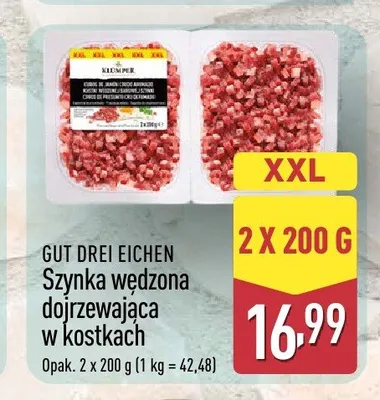 Szynka wędzona dojrzewająca w kostkach Gut Drei Eichen 2-pak promocja w Aldi