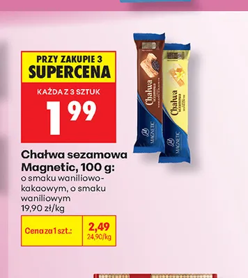 Chałwa sezamowa Magnetic o smaku waniliowo-kakaowym promocja w Biedronka