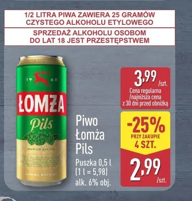 Piwo Łomża Pils promocja w Aldi