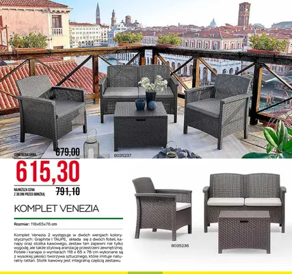 Komplet mebli ogrodowych Venezia promocja w Abra Meble