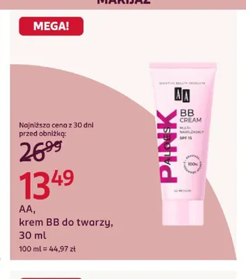 Krem BB do twarzy AA promocja w Rossmann