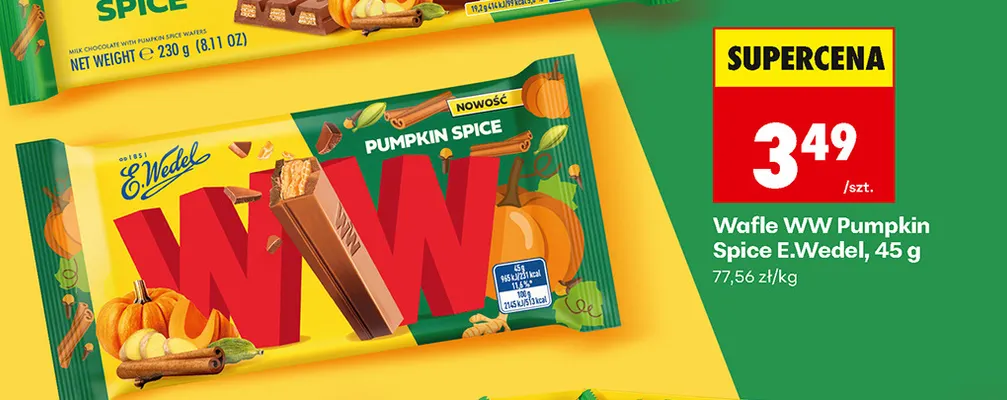 Wafle WW Pumpkin Spice E.Wedel promocja w Biedronka