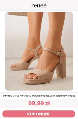 Sandały VICES na Słupku z Grubą Podeszwą i Skórzaną Wkładką promocja w Renee