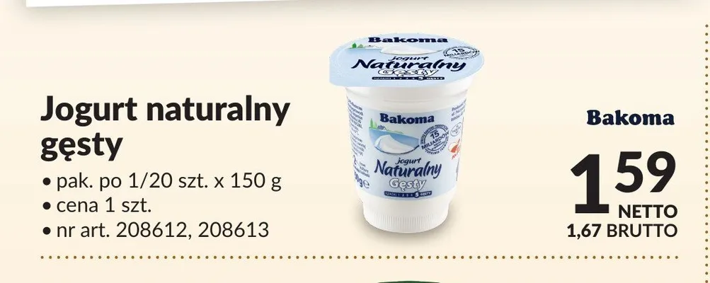Jogurt naturalny gęsty Bakoma promocja w Makro