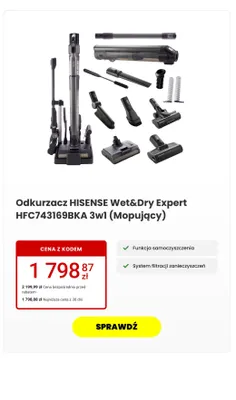 Odkurzacz pionowy 3w1 Hisense promocja w Media Expert