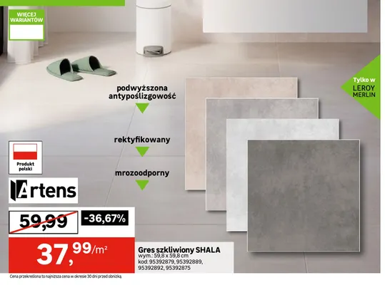 Gres szkliwiony Shala 59,8x59,8 cm Artens promocja w Leroy Merlin