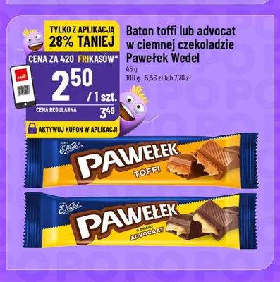 Baton toffi w ciemnej czekoladzie Pawełek E.Wedel promocja w POLOmarket