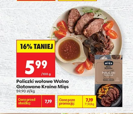 Policzki wołowe Wolno Gotowane Kraina Mięs promocja w Biedronka