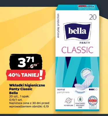 Wkładki higieniczne Panty Classic Bella promocja w Netto