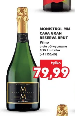 Wino musujące Monistrol MM Cava Gran Reserva Brut promocja w Kaufland