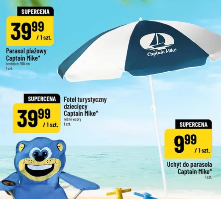 Parasol plażowy Captain Mike średnica: 160cm promocja w POLOmarket
