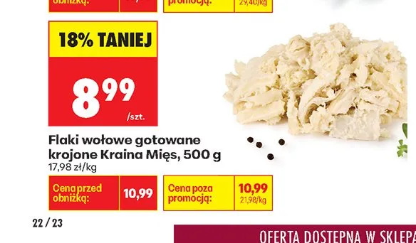 Flaki wołowe gotowane krojone Kraina Mięs promocja w Biedronka