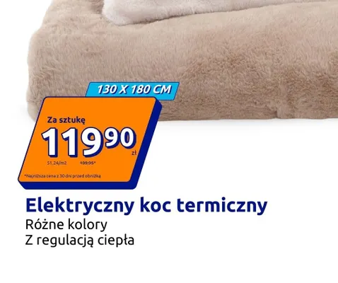 Elektryczny koc termiczny 130x180 cm z regulacją ciepła promocja w Action