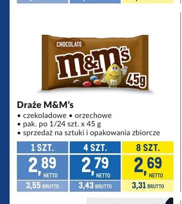 Draże M&M's czekoladowe promocja w Makro