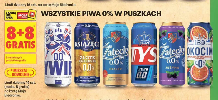 Piwo bezalkoholowe Tyskie Zero promocja w Biedronka