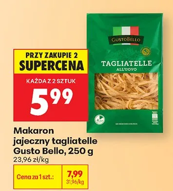 Makaron jajeczny tagliatelle promocja w Biedronka
