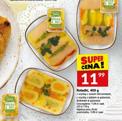 Roladki z szynką i sosem pieczarkowym, z szynką z jajkiem w galarecie, drobiowe w galarecie promocja w Twój Market