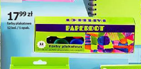 Farby plakatowe 12 kolorów Paperdot promocja w Empik