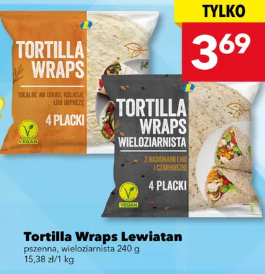 Tortilla wraps pszenna, wieloziarnista promocja w LEWIATAN