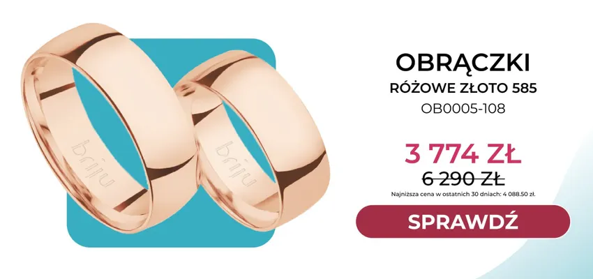 Obrączki różowe złoto 585 OB0005-108 Briju promocja w Briju