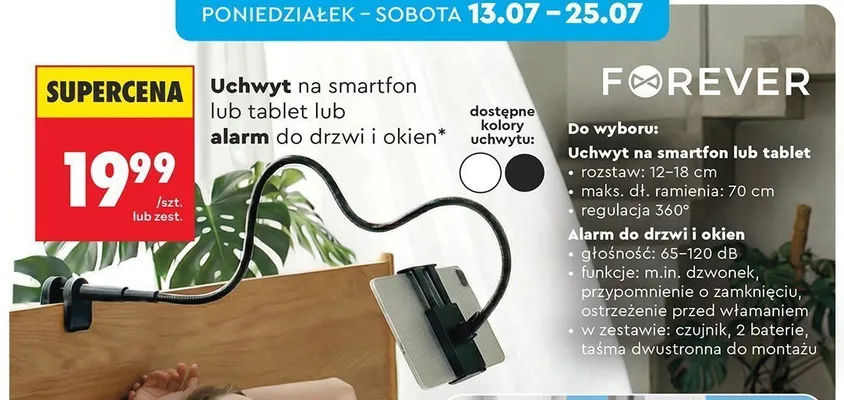 Uchwyt na smartfon lub tablet Forever promocja w Biedronka
