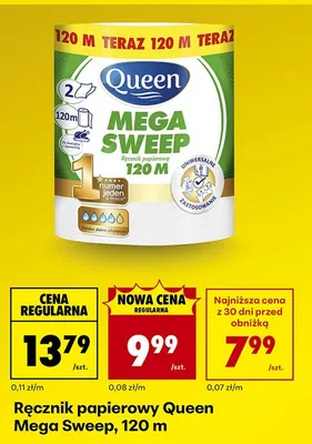 Ręcznik papierowy Mega Sweep, 120 m promocja w Biedronka