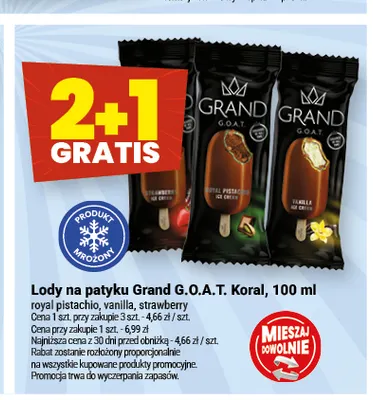 Lody na patyku Grand G.O.A.T. royal pistachio promocja w Twój Market