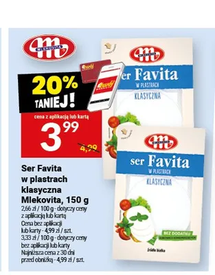 Ser Favita w plastrach klasyczna Mlekovita promocja w Twój Market