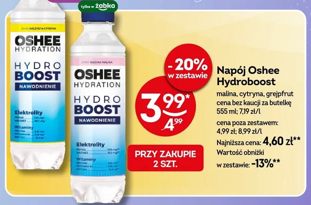 Napój Oshee Hydro Boost grejpfrut promocja w Żabka