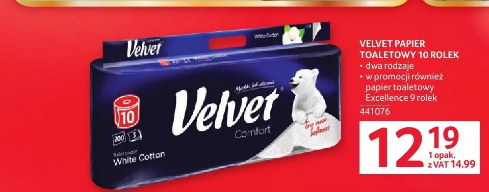 Papier toaletowy Velvet promocja w Selgros