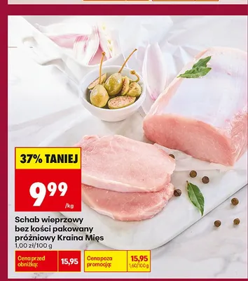 Schab wieprzowy bez kości pakowany próżniowo Kraina Mięs promocja w Biedronka