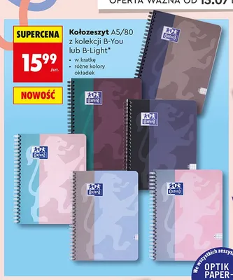 Kołozeszyt A5/80 Oxford B-You w kratkę promocja w Biedronka