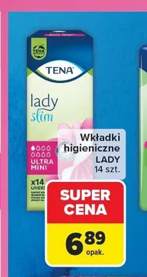 Wkładki higieniczne Tena Lady Slim Ultra Mini promocja w Carrefour