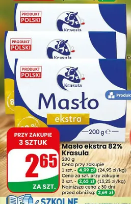 Masło ekstra Krasula 82% promocja w Dino