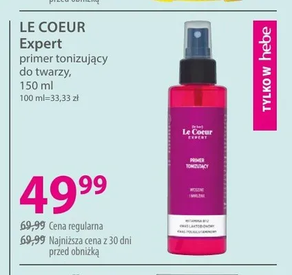 Primer tonizujący do twarzy LE COEUR Expert promocja w Hebe