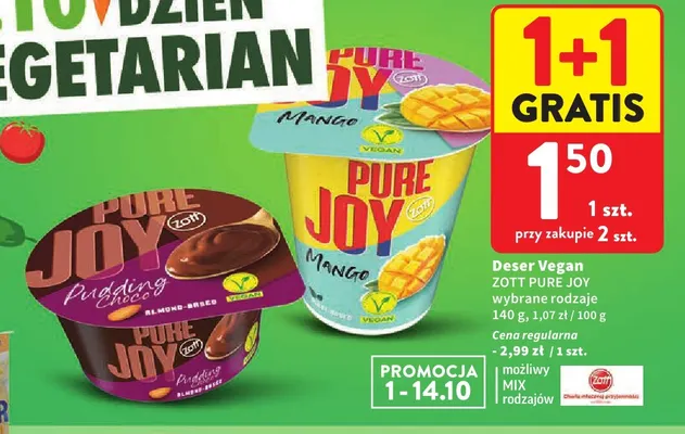 Deser vegan Zott Pure Joy promocja w Intermarche