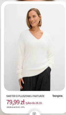 Sweter o pluszowej fakturze Bonprix promocja w bonprix