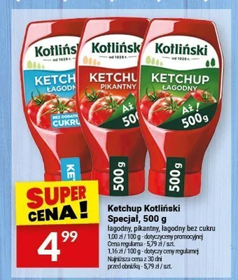 Ketchup łagodny bez cukru Kotliński Specjal promocja w Twój Market