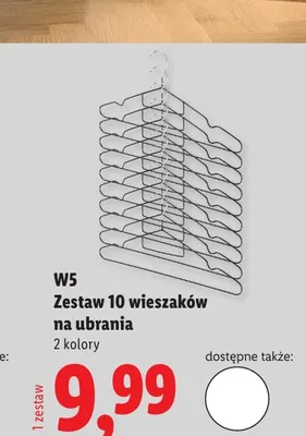 Zestaw 10 wieszaków na ubrania W5 promocja w Lidl