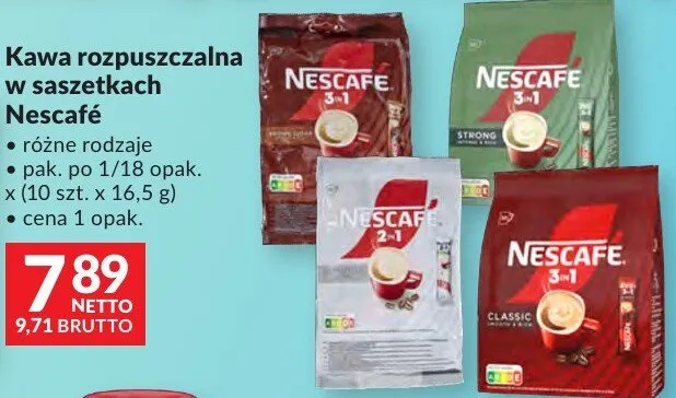 Kawa rozpuszczalna w saszetkach Nescafé różne rodzaje promocja w Makro