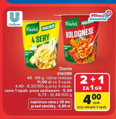 Danie Makaron 4 Sery Knorr promocja w Carrefour