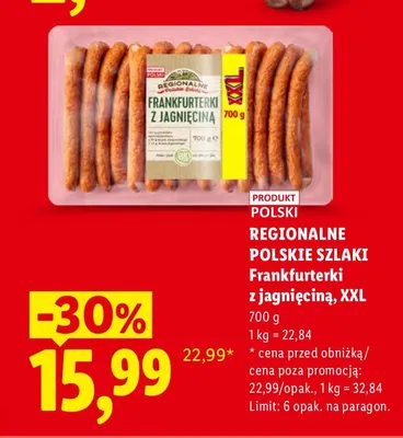 Frankfurterki z jagnięciną XXL Regionalne Polskie Szlaki promocja w Lidl